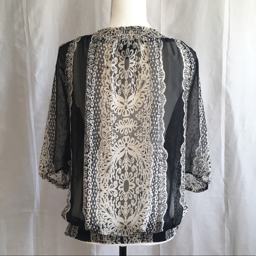 Sheer black/tan xhiliration top - Picture 2 of 3